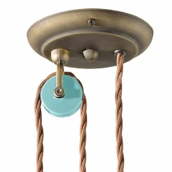Ferroluce Pendelleuchten Vintage-Lampe Flaschenzug aus Keramik und Messing Britney