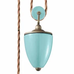 Ferroluce Pendelleuchten Vintage-Lampe Flaschenzug aus Keramik und Messing Britney