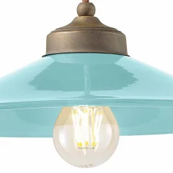 Ferroluce Pendelleuchten Vintage-Lampe Flaschenzug aus Keramik und Messing Britney