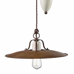 Ferroluce Pendelleuchten Vintage-Lampe Flaschenzug aus Keramik und Metall Kristen