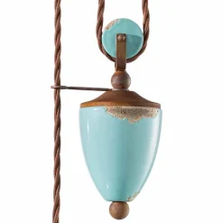 Ferroluce Pendelleuchten Vintage-Lampe Flaschenzug Country aus Metall und Keramik Evelyn