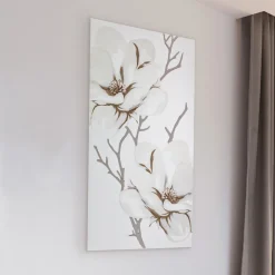 Viadurini Decor Blumen Bilder-Lasergefertigtes Bild mit Magnolienblume, hergestellt in Italien – Misaki