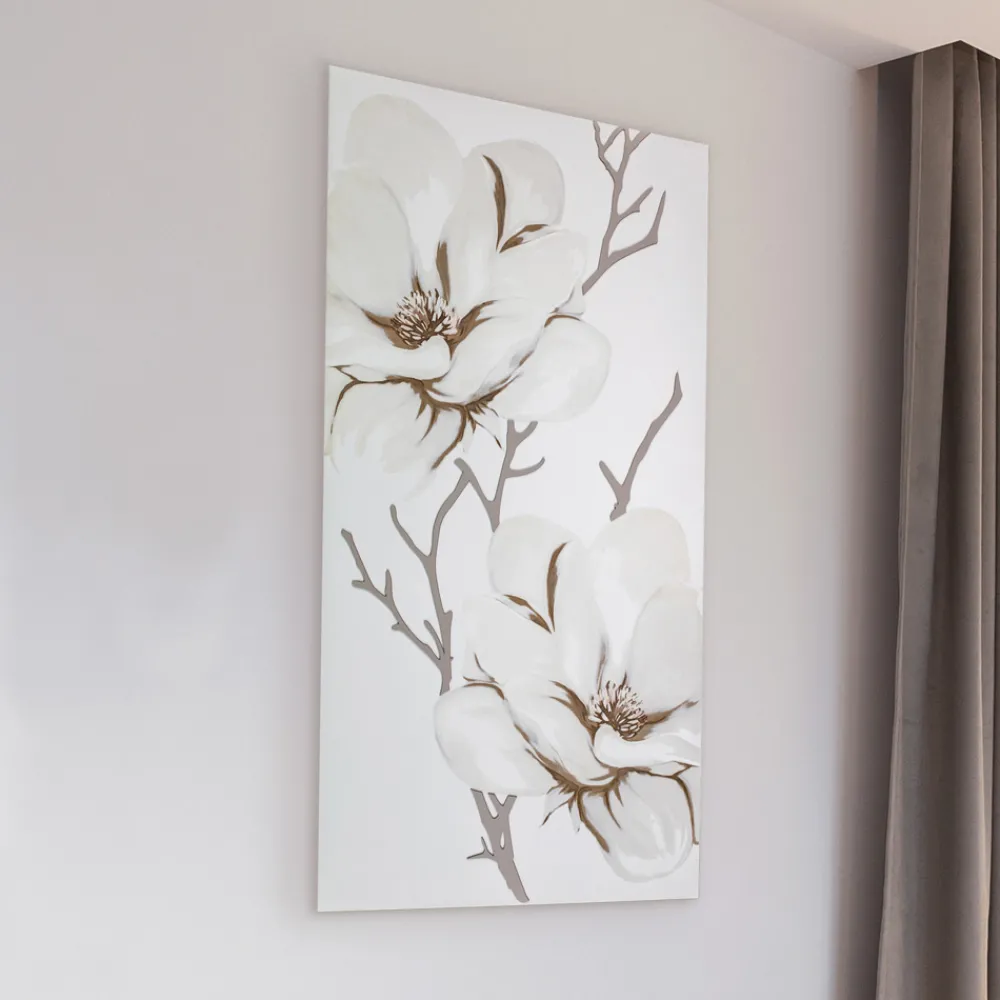 Viadurini Decor Blumen Bilder-Lasergefertigtes Bild mit Magnolienblume, hergestellt in Italien – Misaki