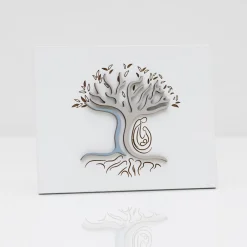 Viadurini Decor Blumen Bilder-Lasergravierte weiße Tafel mit Baum und Familie, hergestellt in Italien – Helga