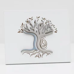 Viadurini Decor Blumen Bilder-Lasergravierte weiße Tafel mit Baum und Familie, hergestellt in Italien – Helga