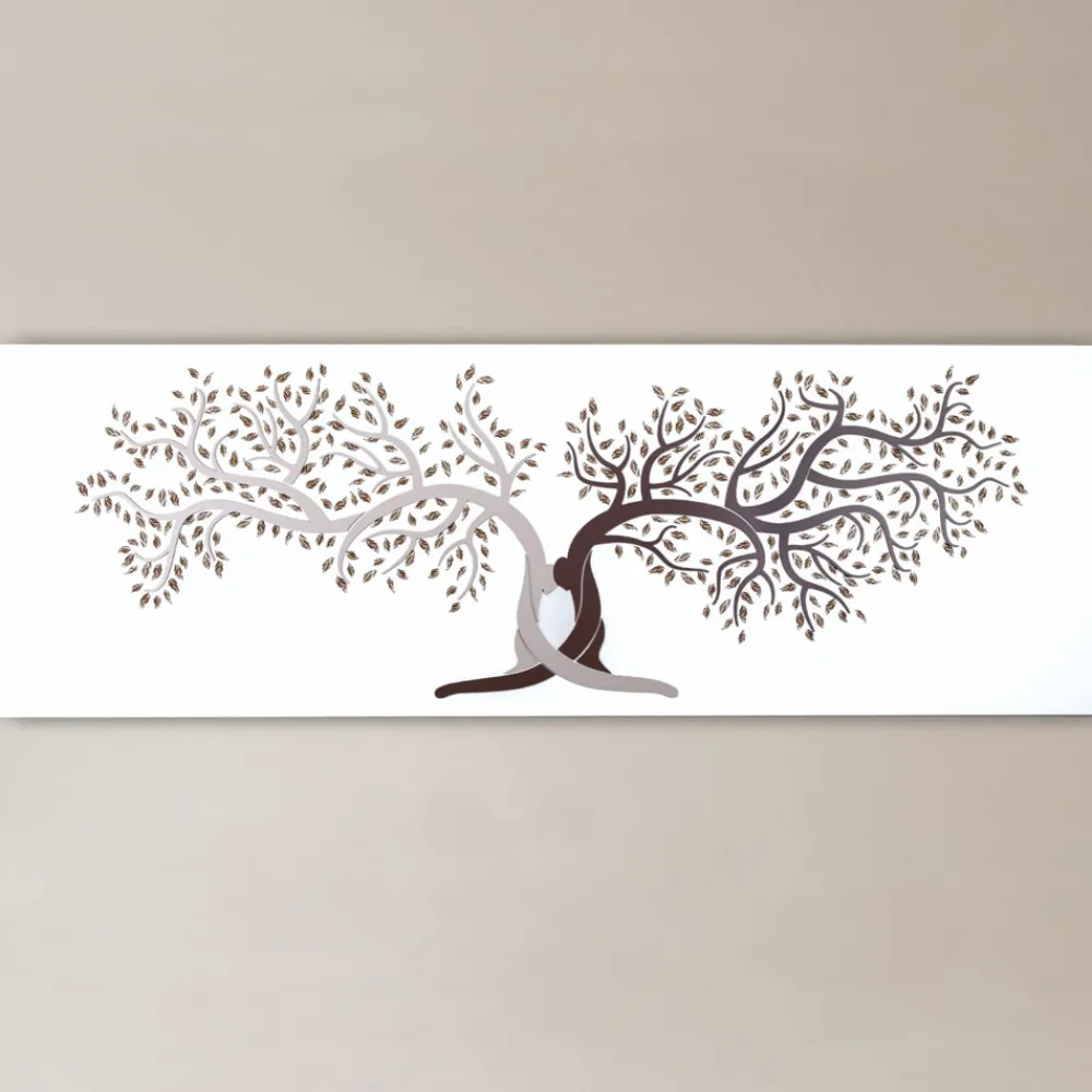 Viadurini Decor Blumen Bilder-Lasergraviertes Bild mit 2 ineinander verschlungenen Bäumen, hergestellt in Italien – Deide