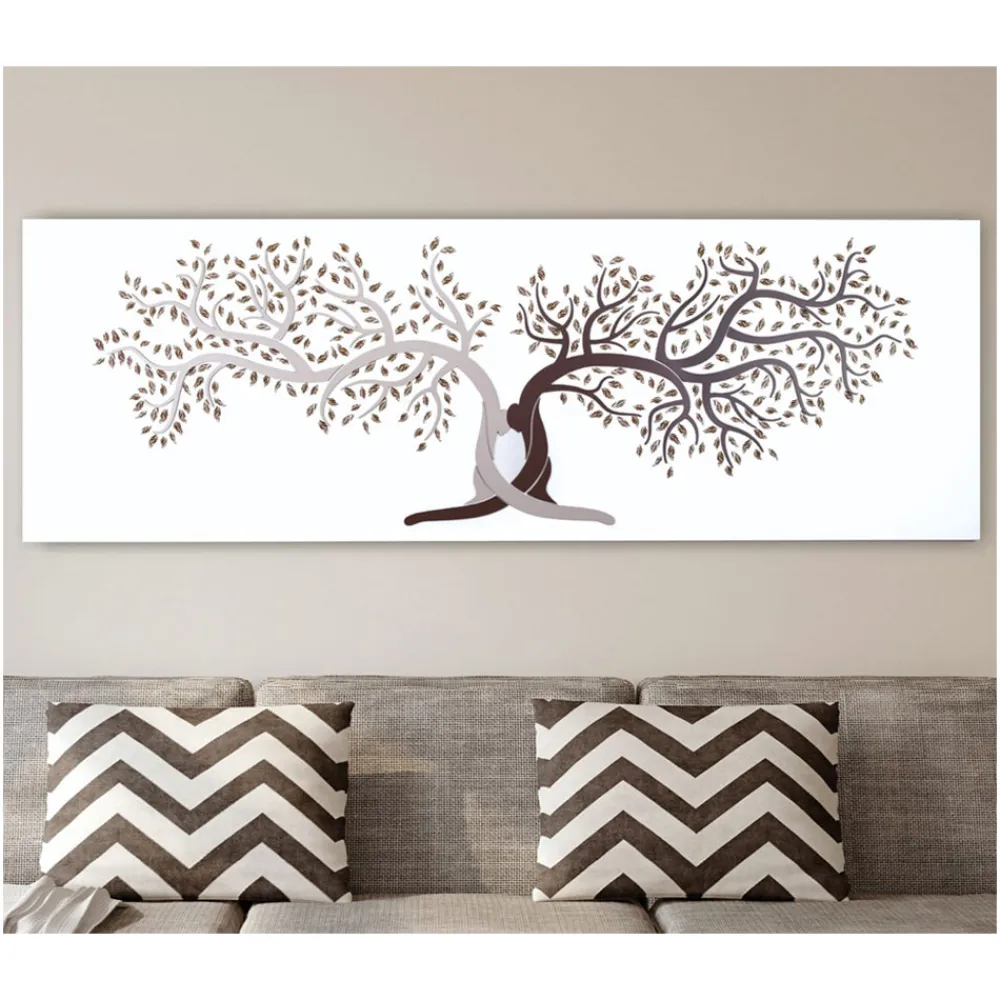 Viadurini Decor Blumen Bilder-Lasergraviertes Bild mit 2 ineinander verschlungenen Bäumen, hergestellt in Italien – Deide