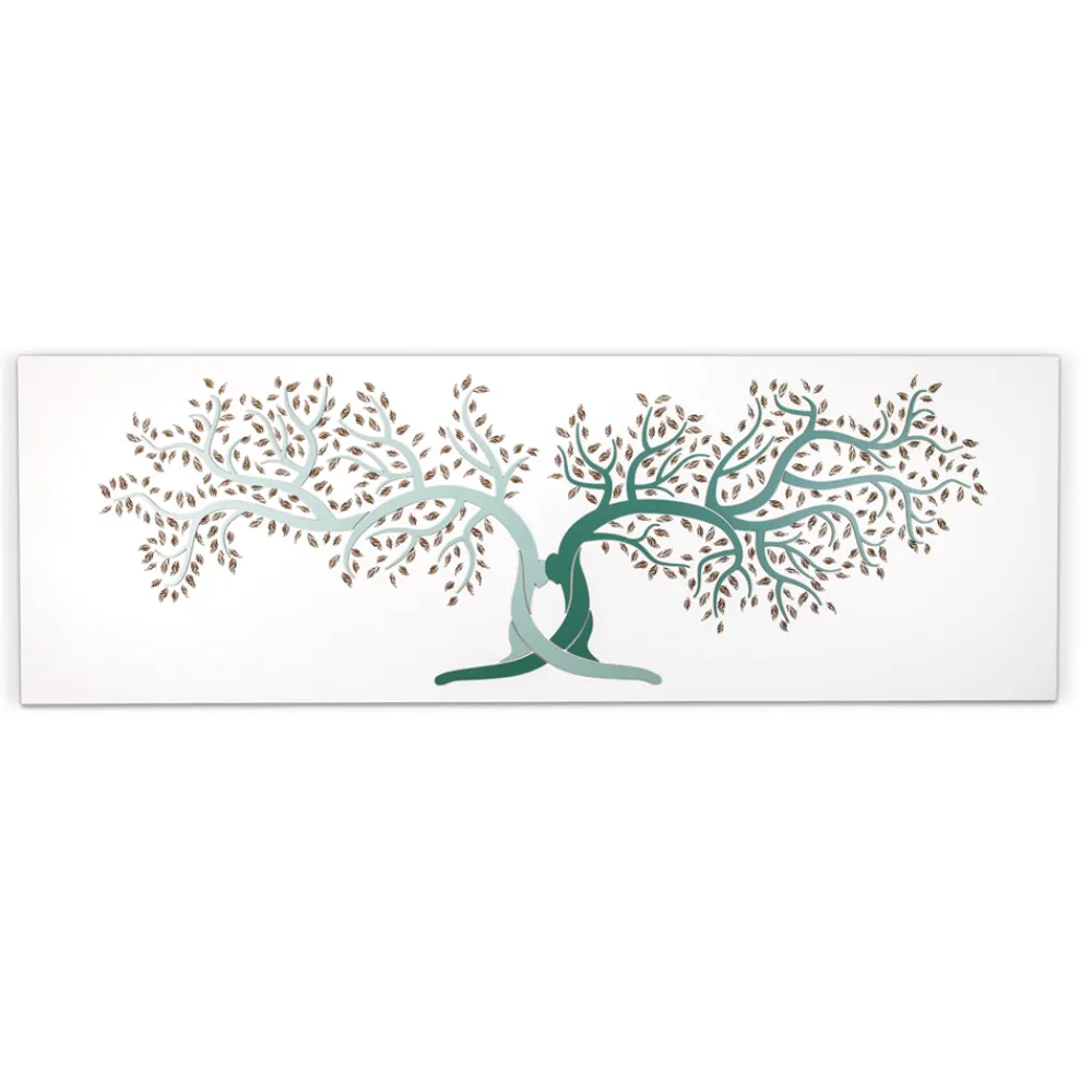 Viadurini Decor Blumen Bilder-Lasergraviertes Bild mit 2 ineinander verschlungenen Bäumen, hergestellt in Italien – Deide