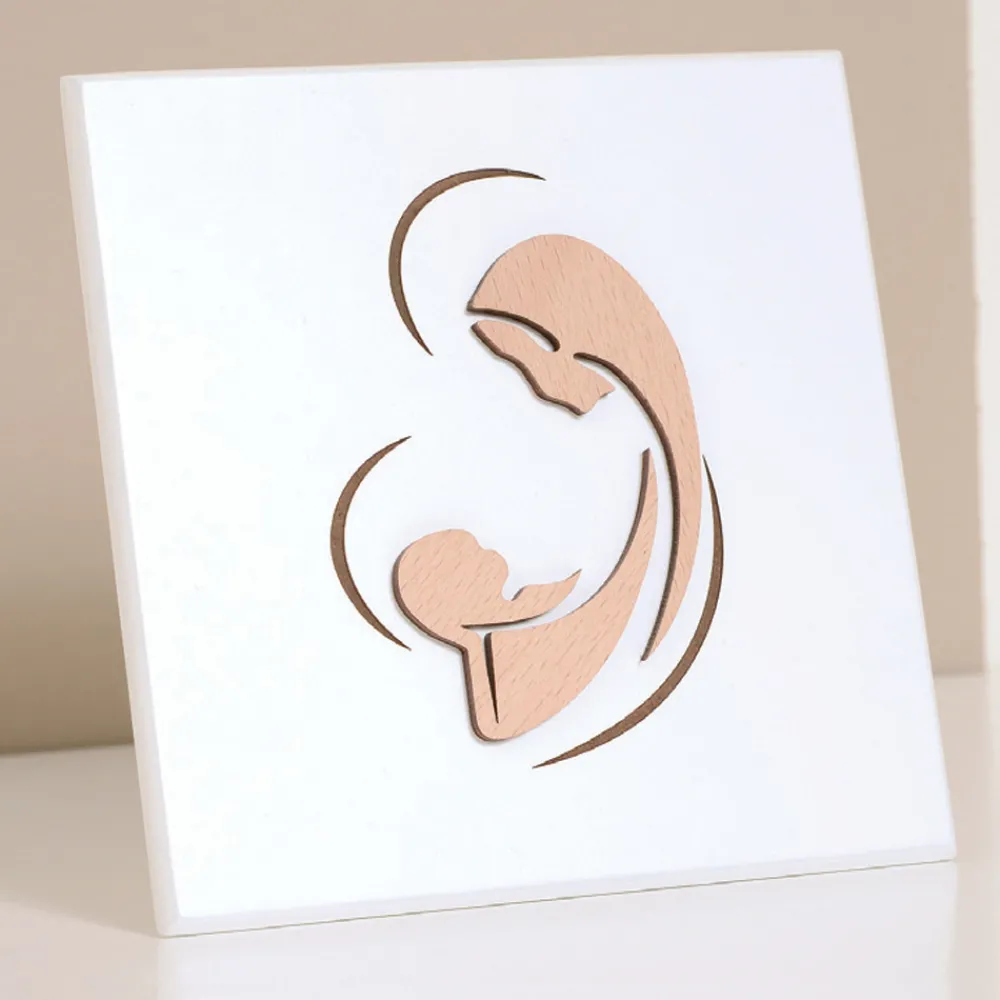 Viadurini Decor Religiöse Bilder-Lasergraviertes Bild von Maria und dem Jesuskind, hergestellt in Italien – Nigella