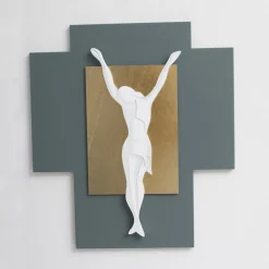 Viadurini Decor Religiöse Bilder-Lasergraviertes Kruzifix aus Kies und Blattgold, hergestellt in Italien – Cornelia