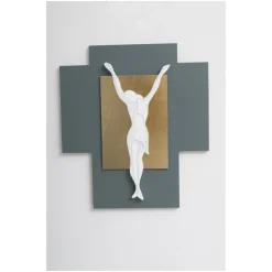 Viadurini Decor Religiöse Bilder-Lasergraviertes Kruzifix aus Kies und Blattgold, hergestellt in Italien – Cornelia