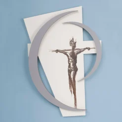 Viadurini Decor Religiöse Bilder-Lasergraviertes Kruzifix mit dem Namen des Vaters, hergestellt in Italien – Maia