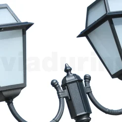Viadurini Lighting Gartenlampion-Laternenpfahl 2 Lichter aus Aluminium und Glas im Vintage-Stil, hergestellt in Italien – Vivian