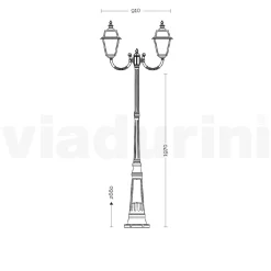 Viadurini Lighting Gartenlampion-Laternenpfahl 2 Lichter aus Aluminium und Glas im Vintage-Stil, hergestellt in Italien – Vivian
