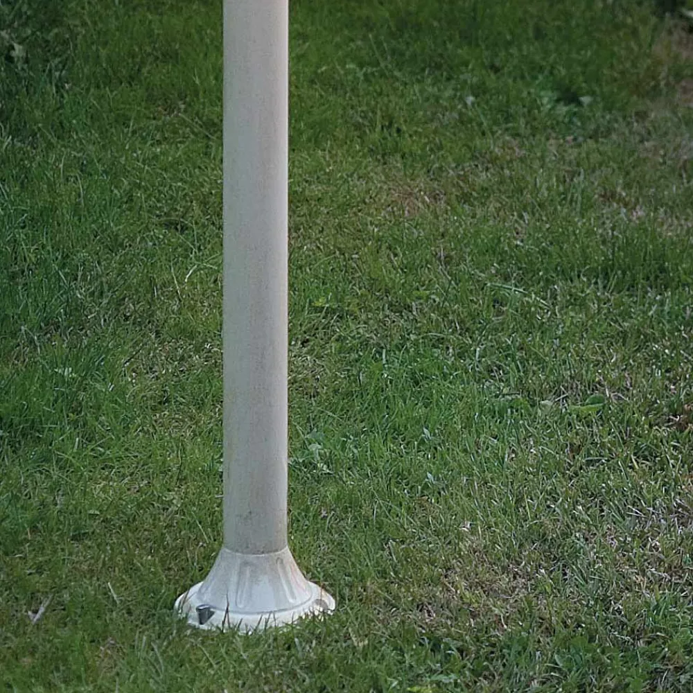 Ferroluce Gartenlampion-Laternenpfahl aus weißem Aluminium für den Außenbereich und handbemalte Blumendekoration – Imperia