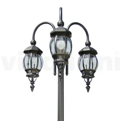 Viadurini Lighting Gartenlampion-Laternenpfahl mit 3 Lichtern im Vintage-Stil aus anthrazitfarbenem Aluminium, hergestellt in Italien – Empire