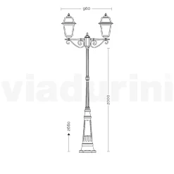 Viadurini Lighting Gartenlampion-Laternenpfahl mit 2 Lichtern im Vintage-Stil aus Aluminium, hergestellt in Italien – Doroty