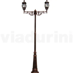 Viadurini Lighting Gartenlampion-Laternenpfahl mit 2 Lichtern im Vintage-Stil aus Aluminium, hergestellt in Italien – Leona
