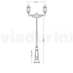 Viadurini Lighting Gartenlampion-Laternenpfahl mit 2 Lichtern im Vintage-Stil aus Aluminium, hergestellt in Italien – Leona