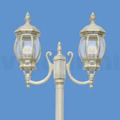 Viadurini Lighting Gartenlampion-Laternenpfahl mit 2 Lichtern im Vintage-Stil aus weißem Aluminium, hergestellt in Italien – Dodo