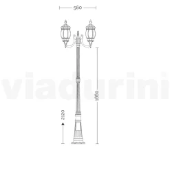 Viadurini Lighting Gartenlampion-Laternenpfahl mit 2 Lichtern im Vintage-Stil aus weißem Aluminium, hergestellt in Italien – Dodo