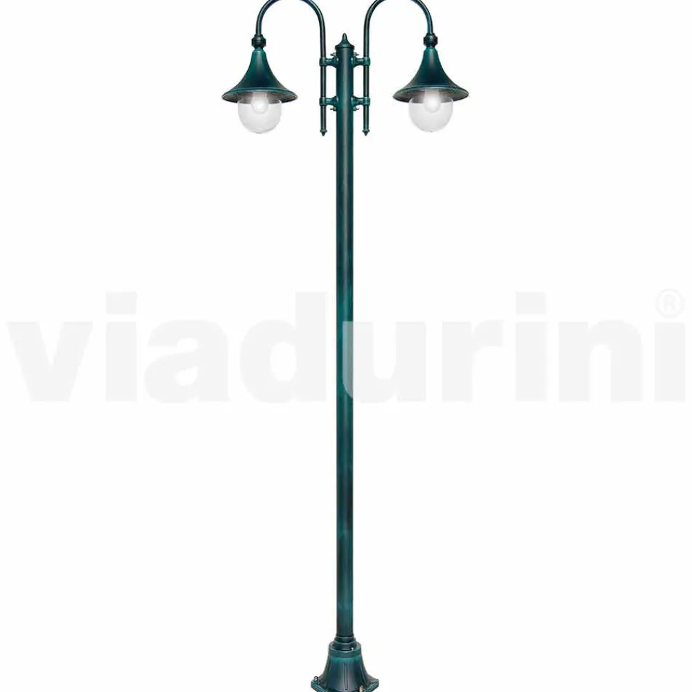 Viadurini Lighting Gartenlampion-Laternenpfahl mit zwei Außenleuchten aus Aluminiumdruckguss, hergestellt in Italien, Anusca
