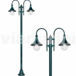 Viadurini Lighting Gartenlampion-Laternenpfahl mit zwei Außenleuchten aus Aluminiumdruckguss, hergestellt in Italien, Anusca