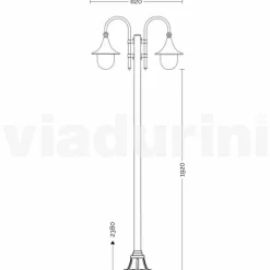 Viadurini Lighting Gartenlampion-Laternenpfahl mit zwei Außenleuchten aus Aluminiumdruckguss, hergestellt in Italien, Anusca