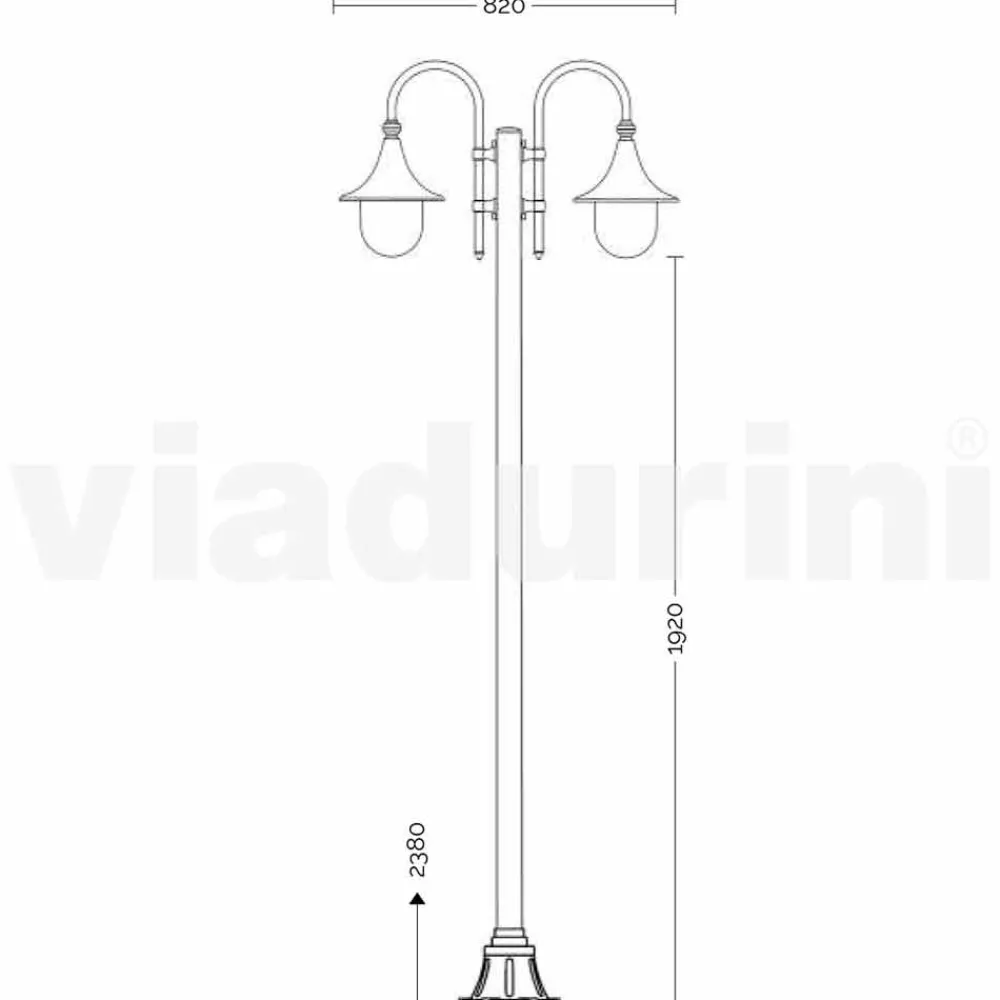 Viadurini Lighting Gartenlampion-Laternenpfahl mit zwei Außenleuchten aus Aluminiumdruckguss, hergestellt in Italien, Anusca