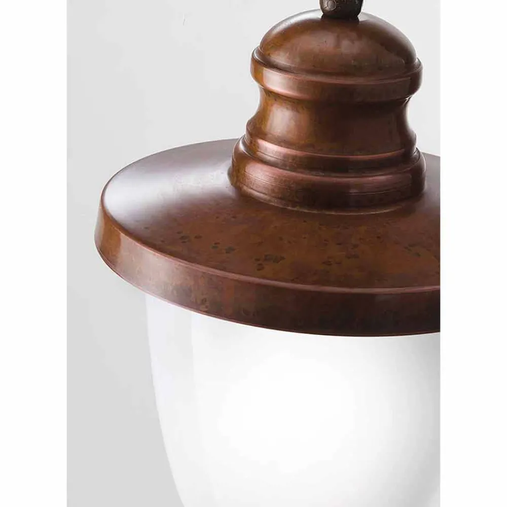 Il Fanale Gartenlampion-Laternenpfahl Vintage Outdoor Post aus Messing und weißem Glas - Venezia von