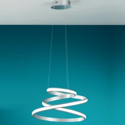 Viadurini Lighting Moderne Pendelleuchten-LED Pendelleuchte aus weiß oder silber lackiertem Metall - Rivolta