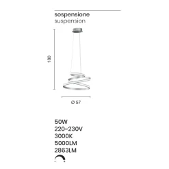 Viadurini Lighting Moderne Pendelleuchten-LED Pendelleuchte aus weiß oder silber lackiertem Metall - Rivolta