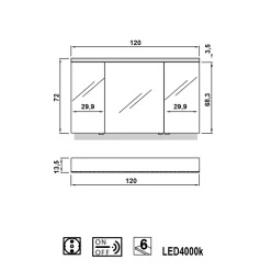 Viadurini Bathroom Badspiegel-LED-Beleuchtungsspiegel mit 3 Türen, modernes Design, Carol