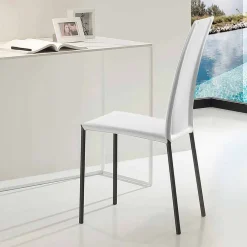 Viadurini Living Moderne Stühle-Leder gepolsterter Stuhl mit Metallstruktur Made in Italy, 2 Stück - Zink