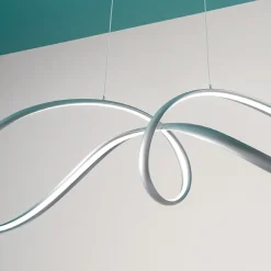 Viadurini Lighting Designer Pendelleuchten-LED-Pendelleuchte aus silberfarbenem Metall, 2 Größen Modernes Design - Lumino