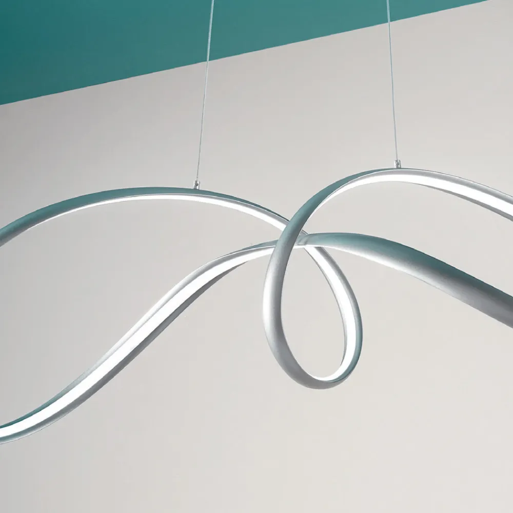 Viadurini Lighting Designer Pendelleuchten-LED-Pendelleuchte aus silberfarbenem Metall, 2 Größen Modernes Design - Lumino