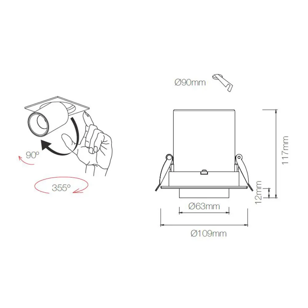 Viadurini Lighting Moderne Deckenleuchten-LED-Projektor Indoor Deckeneinbauleuchte aus Aluminium - Etruskisch