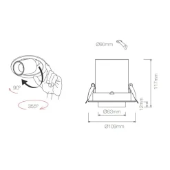 Viadurini Lighting Moderne Deckenleuchten-LED-Projektor verstellbare Deckenleuchte für den Innenbereich aus Aluminium - Etruskisch