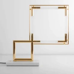 Viadurini Lighting Moderne Tischlampen-LED-Tischlampe aus Messing mit Marmorsockel Made in Italy - Quizza