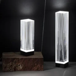 Viadurini Lighting Moderne Tischlampen-LED-Tischlampe in satiniertem Acryl-Kristall-Triptychon-Design - Crystol