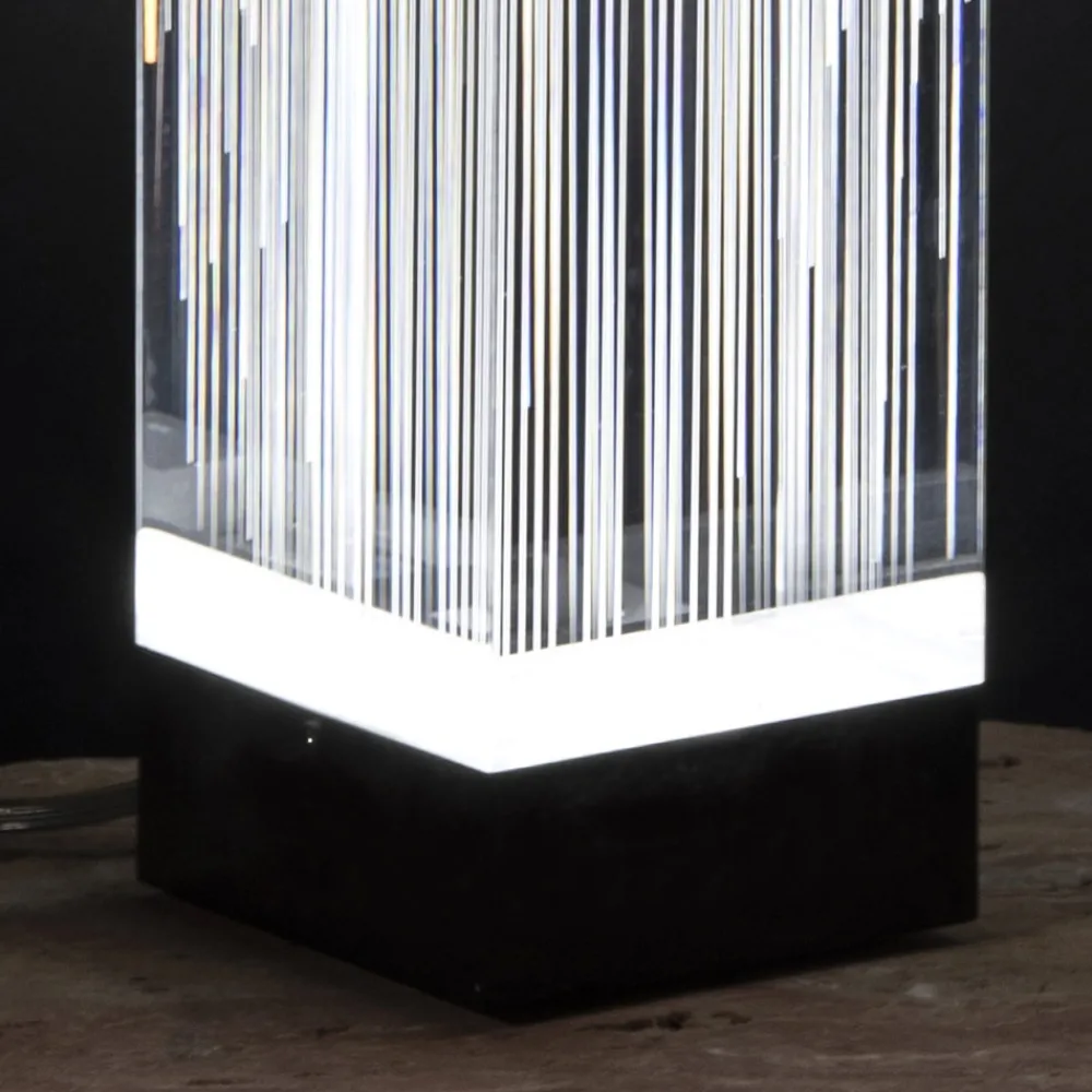 Viadurini Lighting Moderne Tischlampen-LED-Tischlampe in satiniertem Acryl-Kristall-Triptychon-Design - Crystol