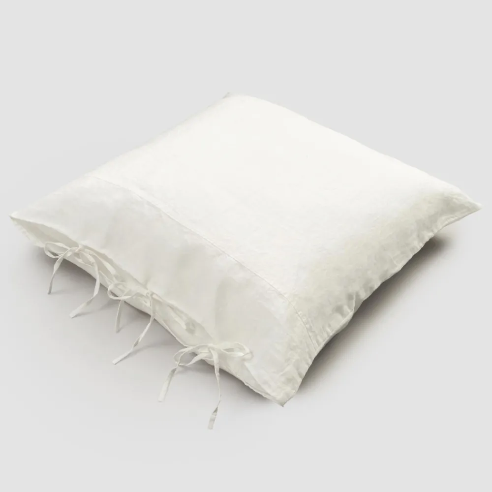 Viadurini Textile Kissenbezüge-Leichter Kissenbezug aus Kreide oder Retro-Leinen mit quadratischen Schnürsenkeln - Prisco