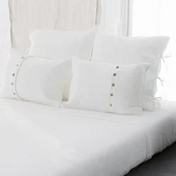 Viadurini Textile Kissenbezüge-Leichter Kissenbezug aus Kreide oder Retro-Leinen mit quadratischen Schnürsenkeln - Prisco