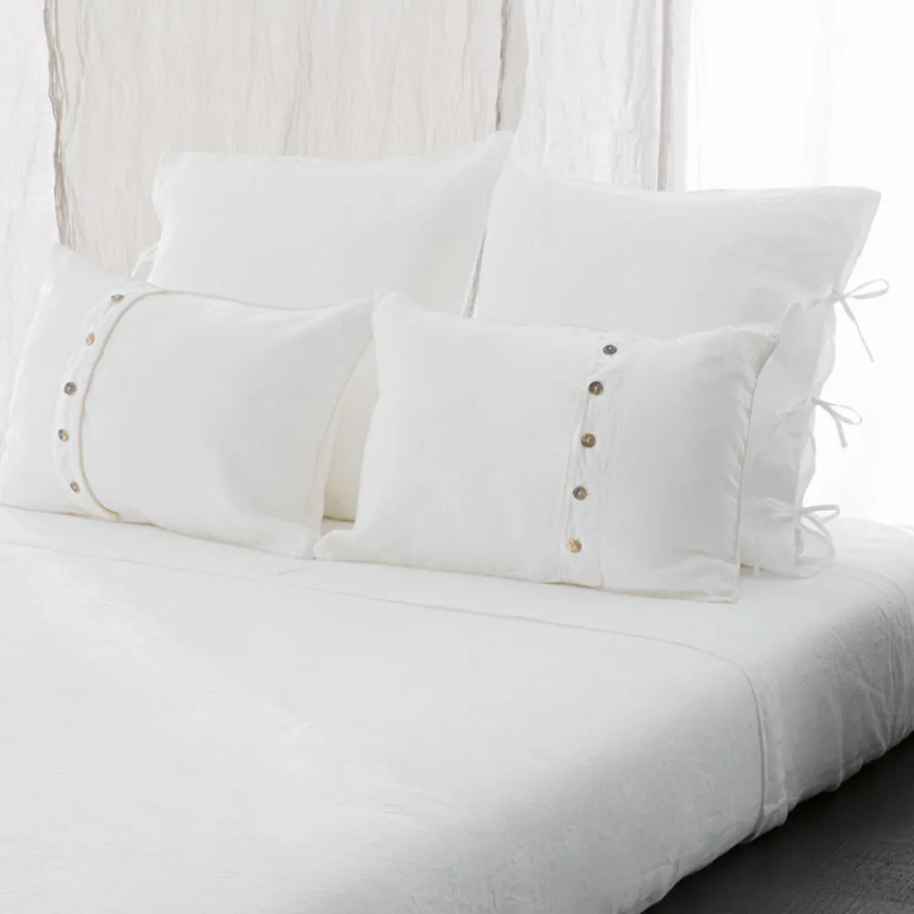 Viadurini Textile Kissenbezüge-Leichter Kissenbezug aus Kreide oder Retro-Leinen mit quadratischen Schnürsenkeln - Prisco