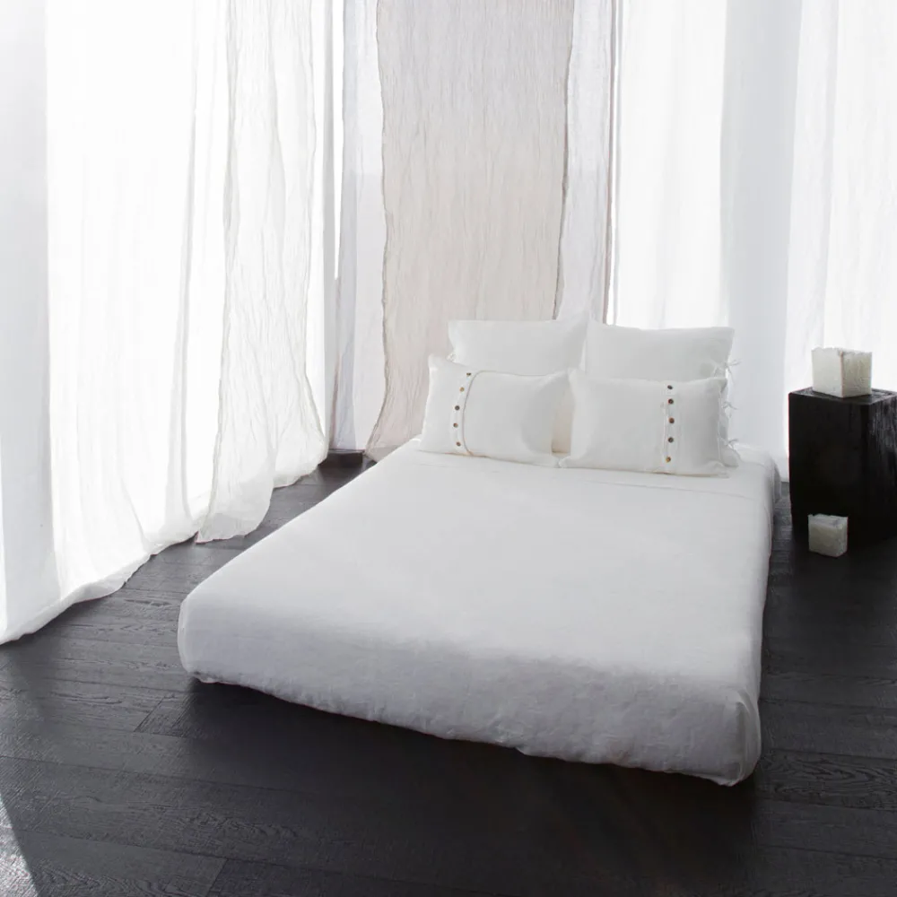 Viadurini Textile Kissenbezüge-Leichter Kissenbezug aus Kreide oder Retro-Leinen mit quadratischen Schnürsenkeln - Prisco