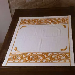 Viadurini by Marchi 1633 Tischdecken-Leinen Frühstücksservierset mit handgefertigtem Druck Unikat