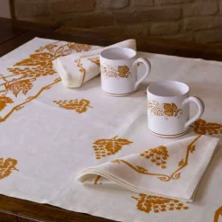 Viadurini by Marchi 1633 Tischdecken-Leinen Frühstücksservierset mit handgefertigtem Druck Unikat