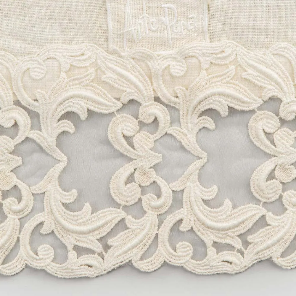 Viadurini Textile Runner-Leinen Tischläufer mit Spitze, Luxus Design in 2 Farben - Farnese