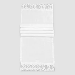 Viadurini Textile Runner-Leinen Tischläufer mit weißer Spitze, italienische Luxusqualität - Farnese