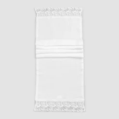 Viadurini Textile Runner-Leinen Tischläufer mit weißer Spitze, italienische Luxusqualität - Farnese
